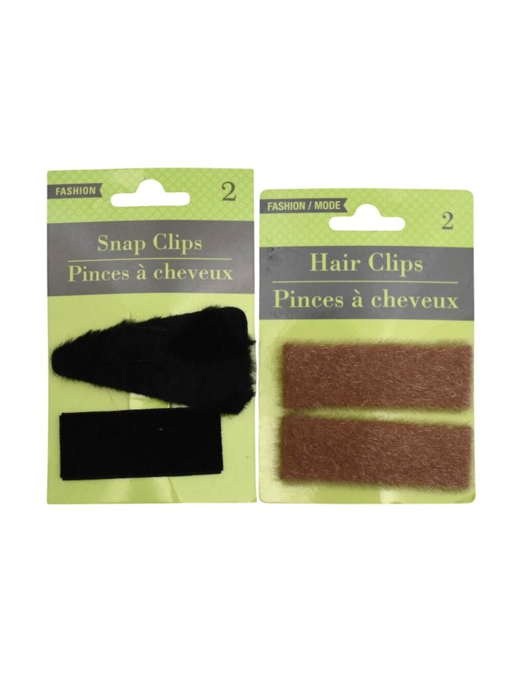 Set Of Fashion Hair Clips & Snap Clips - Black & Brown Fuzzy Design